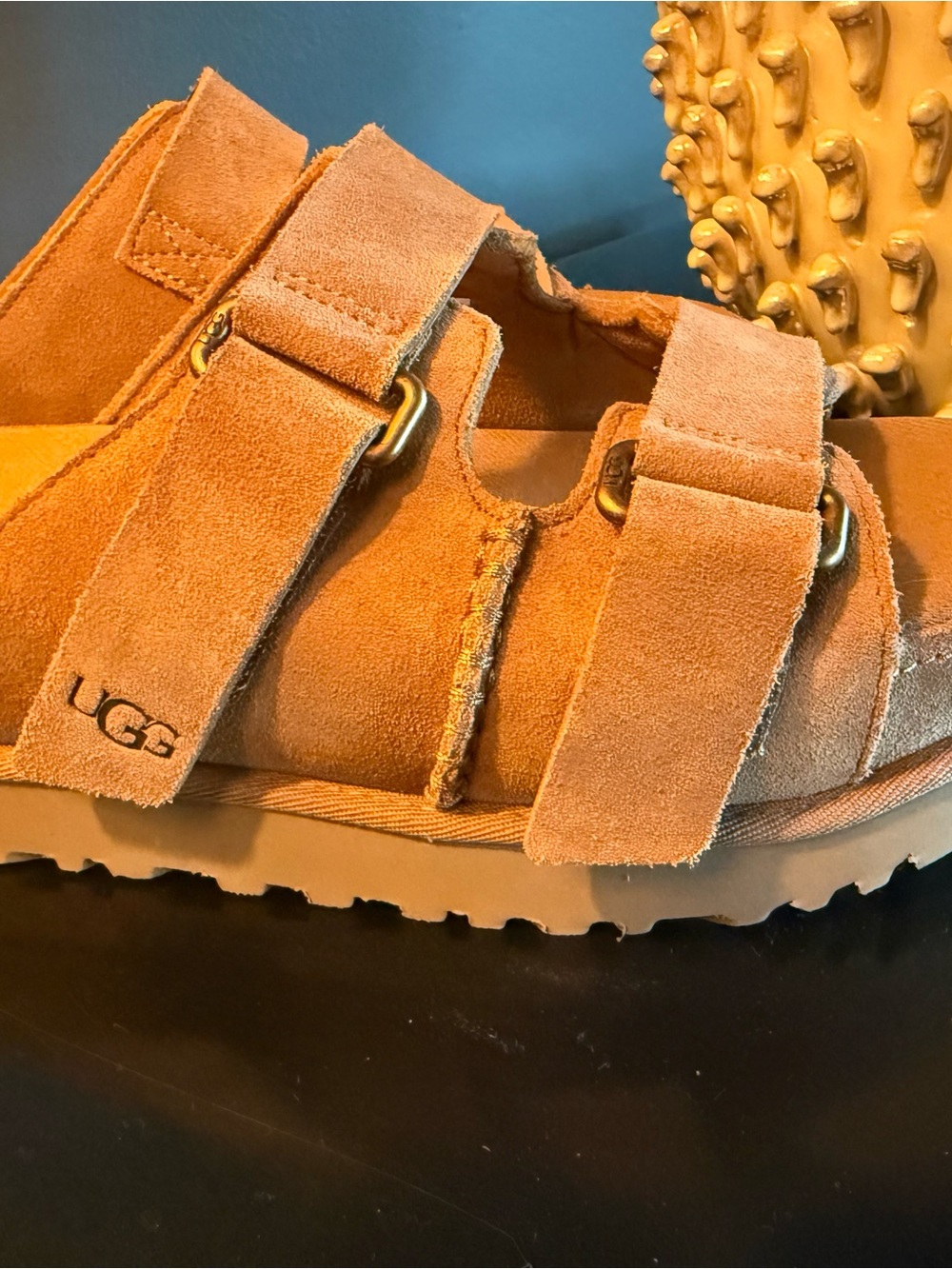 UGG Kids Suede Double-Strap Sandal - Chestnut Tan